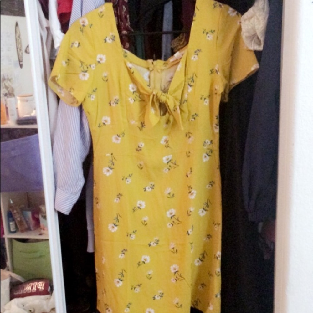 Yellow, floral dress
